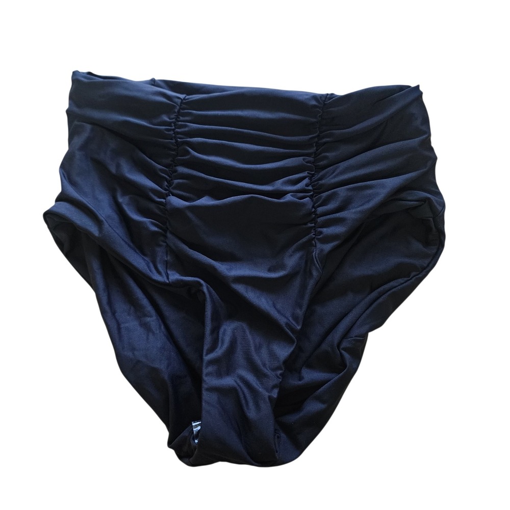 BECCA by Rebecca Virtue Womens Black Ruched High Waist Bikini Bottom C854627 S